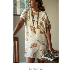 Kealopiko White and Brown Print Dress